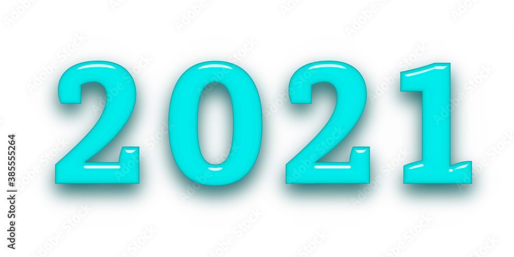 2021 date with blue glass numbers isolated on white background. 2021 date with blue glass numbers isolated on white background.