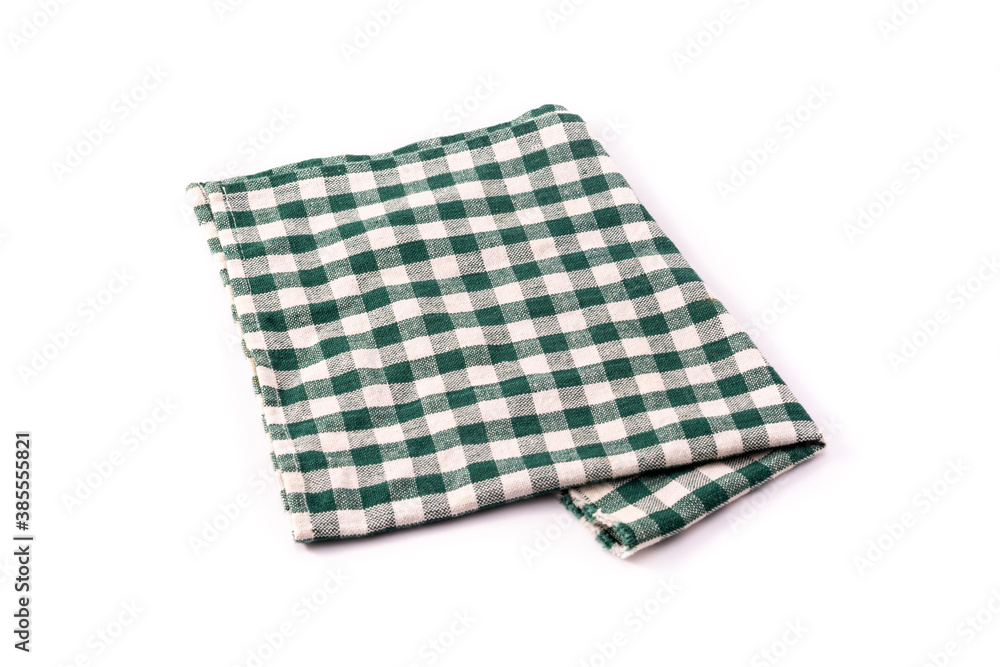 Green tablecloth isolated on white background Green tablecloth isolated on white background