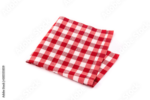 Red tablecloth isolated on white background