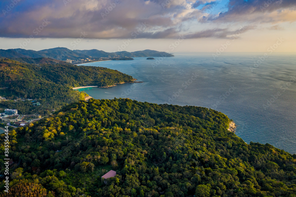 Aerial view Jungle and Rocky coast Phuket, Thailand