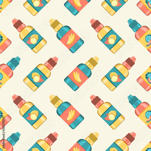 Pattern of e-liquid for vaping. Flavored e liquid for electronic cigarette. realistic vector illustration.