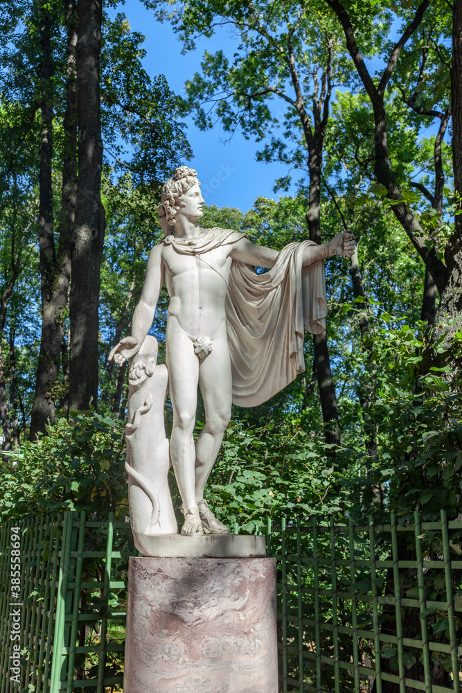 Statue of Apollo in the summer garden garden. Petersburg Statue of Apollo in the summer garden garden. Petersburg