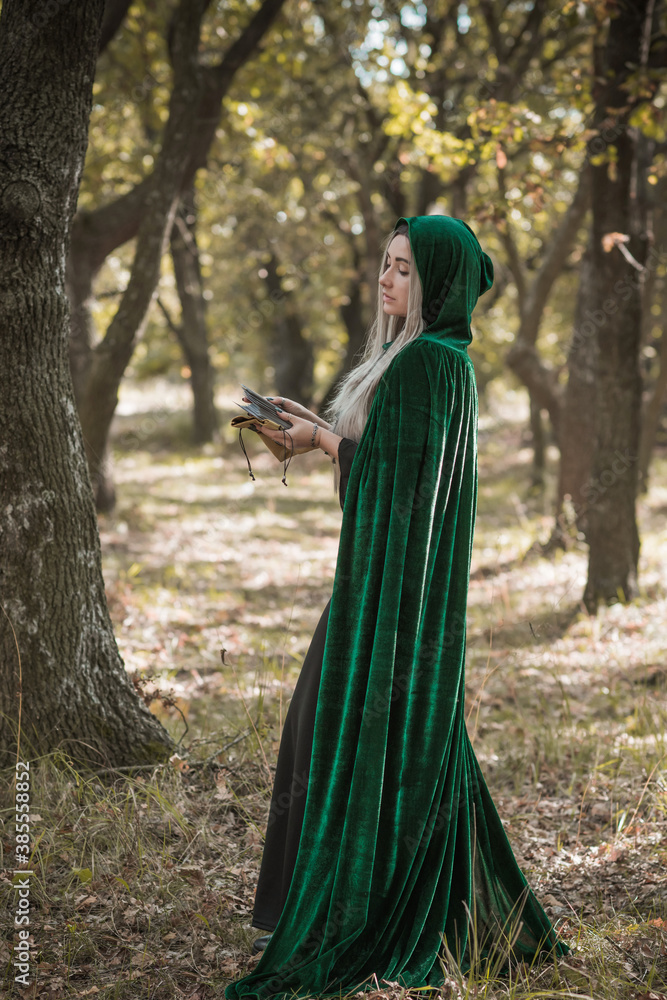 Mystical scene at forest, wizard look, Halloween ideas, magic costume Mystical scene at forest, wizard look, Halloween ideas, magic costume
