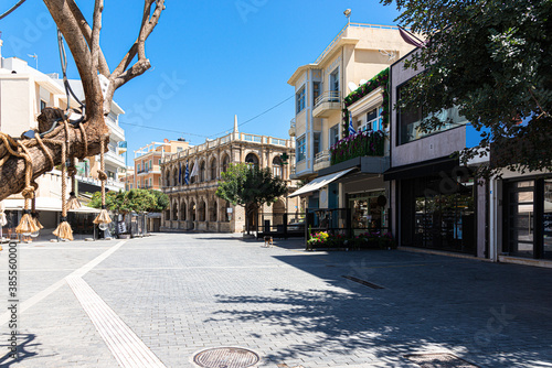 Fototapeta Naklejka Na Ścianę i Meble -  Heraklion city historical center famous Venetian Loggia and Lions Square historical shopping center