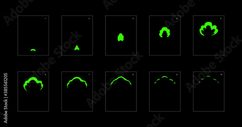 Smoke effect. liquid smoke animation sprite sheet. classic liquid smoke effect animation for game or cartoon or animation. vector style liquid animation effect 1875.