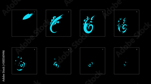 Smoke effect. blue smoke animation sprite sheet. classic smoke effect animation for game or cartoon or animation. vector style animation effect 1878.