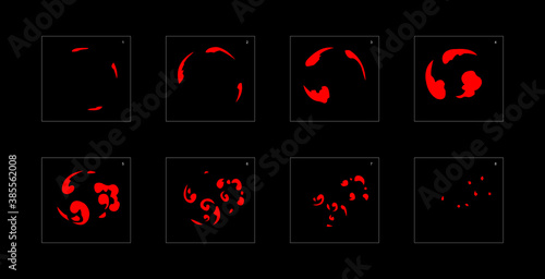 Smoke effect. fire smoke animation sprite sheet. classic fire smoke effect animation for game or cartoon or animation. vector style fire animation effect 1886.