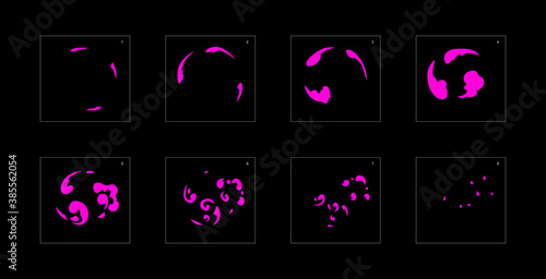 Smoke effect. poison smoke animation sprite sheet. classic poison smoke effect animation for game or cartoon or animation. vector style poison animation effect 1888.