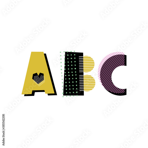 ABC hand drawn decorative lettering. Creative design element. 
