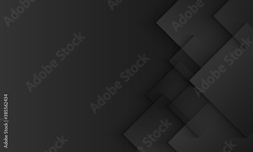 Black and gray background with geometric square overlapping and shadow paper style.