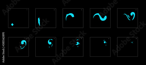 Smoke effect. blue smoke animation sprite sheet. classic smoke effect animation for game or cartoon or animation. vector style animation effect 1896.