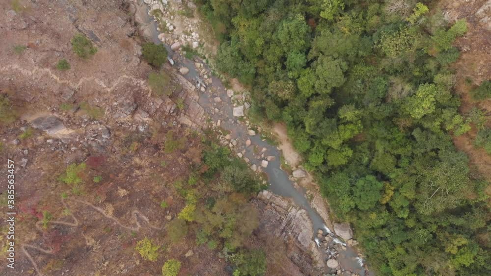 Birds eye view of River flowing in Meghalaya. Birds eye view of River flowing in Meghalaya.