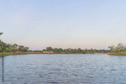 Sky blue background pond. Natural background bright,Thailand-Malaysia border