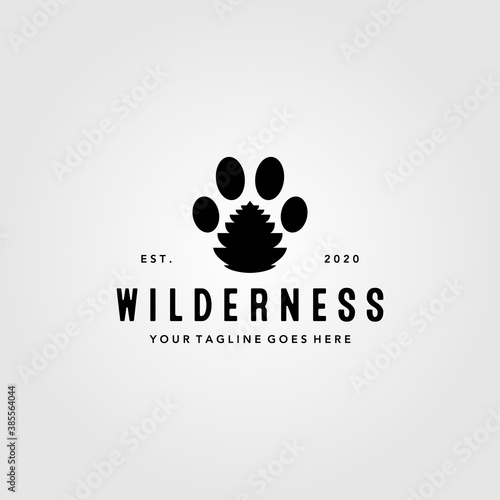 animal footprint symbol with pine cone logo vector illustration design, clever logo design