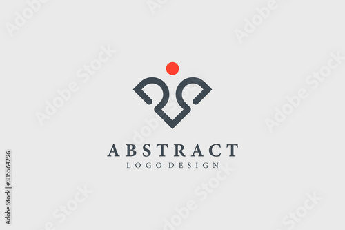 Abstract People Care Logo. Initial Letter V Human Icon with Heart Symbol Combination isolated on White Background. Usable for Business and Branding Logos. Flat Vector Logo Design Template Element.