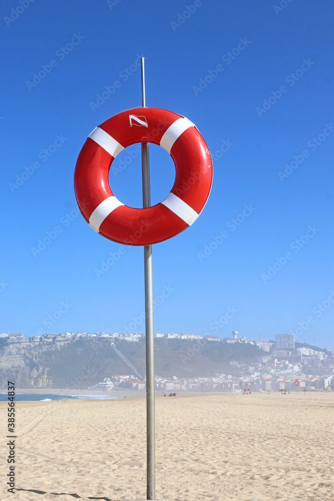 lifeguard stand on Nazare beach, Portugal	