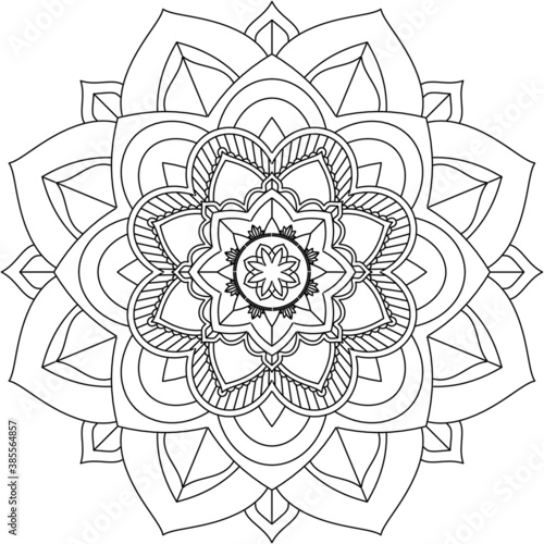 Easy Mandala coloring book simple and basic for beginners, seniors and children. Set of Mehndi flower pattern for Henna drawing and tattoo. Decoration in ethnic oriental, Indian style.