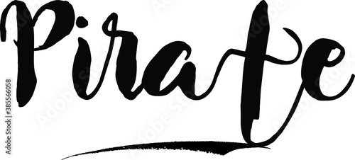 PirateCursive Bold Text Calligraphy White Color Text On Black Background