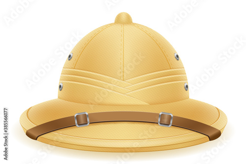 pith helmet hat for tourism hunting and expeditions vector illustration