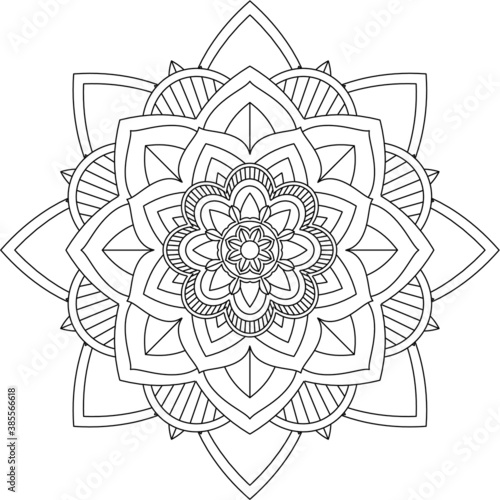 Easy Mandala coloring book simple and basic for beginners, seniors and children. Set of Mehndi flower pattern for Henna drawing and tattoo. Decoration in ethnic oriental, Indian style.
