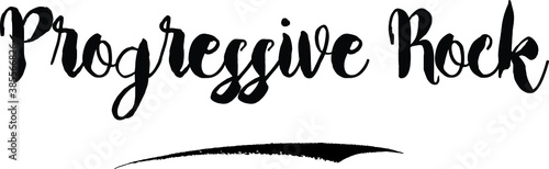  Progressive RockCursive Bold Text Calligraphy White Color Text On Black Background
