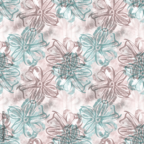 Floral Seamless Pattern. Watercolor Background.