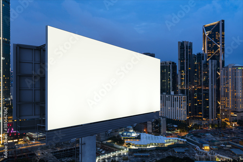 Photography Blank white road billboard with KL cityscape background at night time