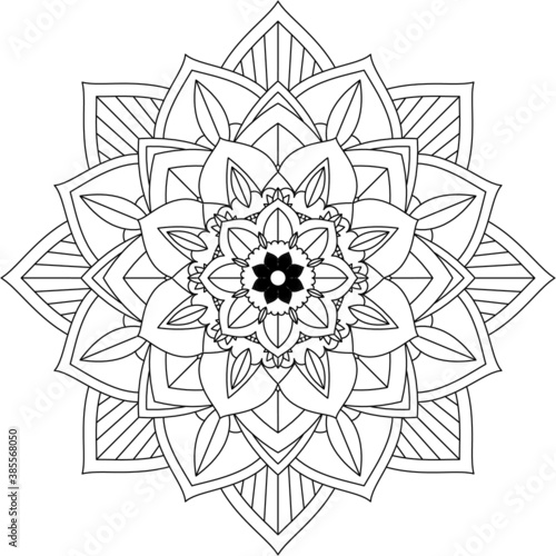 Easy Mandala coloring book simple and basic for beginners, seniors and children. Set of Mehndi flower pattern for Henna drawing and tattoo. Decoration in ethnic oriental, Indian style.