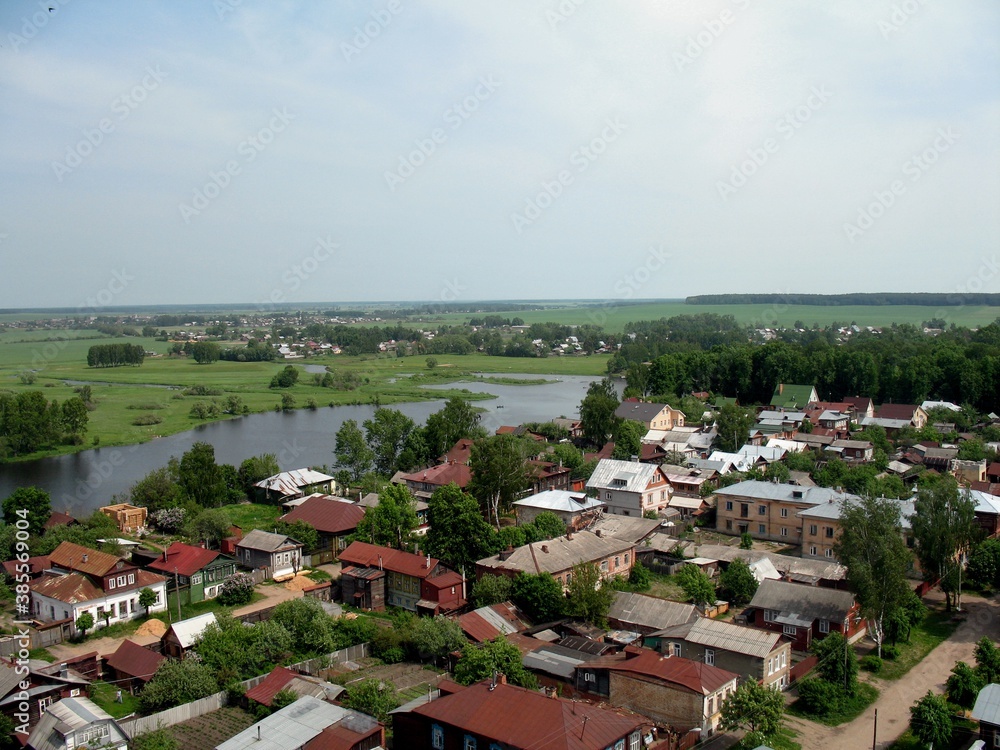 Russia, Ivanovo region, Shuya city, view of the city from the bell tower of the Cathedral