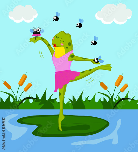 Rana bailando ballet en el pantano
