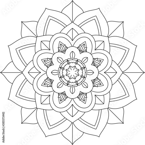 Easy Mandala coloring book simple and basic for beginners, seniors and children. Set of Mehndi flower pattern for Henna drawing and tattoo. Decoration in ethnic oriental, Indian style.