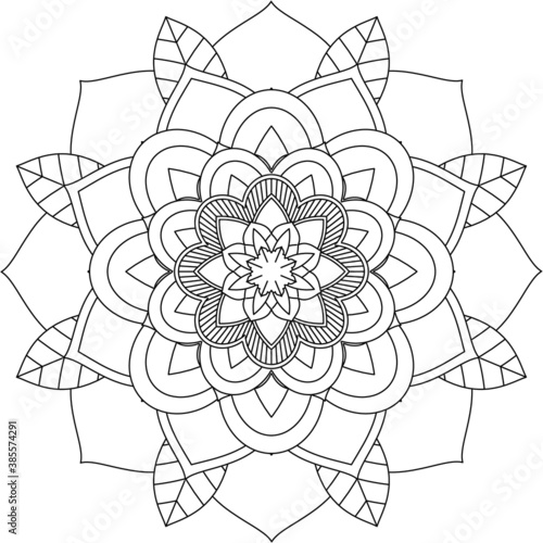 Easy Mandala coloring book simple and basic for beginners, seniors and children. Set of Mehndi flower pattern for Henna drawing and tattoo. Decoration in ethnic oriental, Indian style.