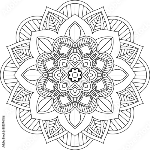 Fototapeta Naklejka Na Ścianę i Meble -  Easy Mandala coloring book simple and basic for beginners, seniors and children. Set of Mehndi flower pattern for Henna drawing and tattoo. Decoration in ethnic oriental, Indian style.