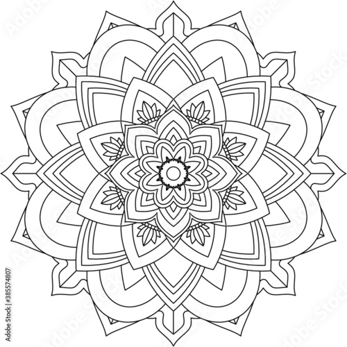 Easy Mandala coloring book simple and basic for beginners, seniors and children. Set of Mehndi flower pattern for Henna drawing and tattoo. Decoration in ethnic oriental, Indian style.