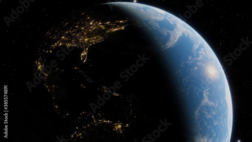 Earth planet viewed from space , 3d render of planet Earth