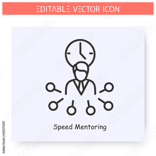 Speed mentoring line icon. Express training, focused on specific questions. Guidance consulting in business, finance or management. Press conference. Isolated vector illustration. Editable stroke 