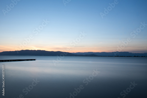 Magical sunset in the Ebro Delta  Tarragona  Spain