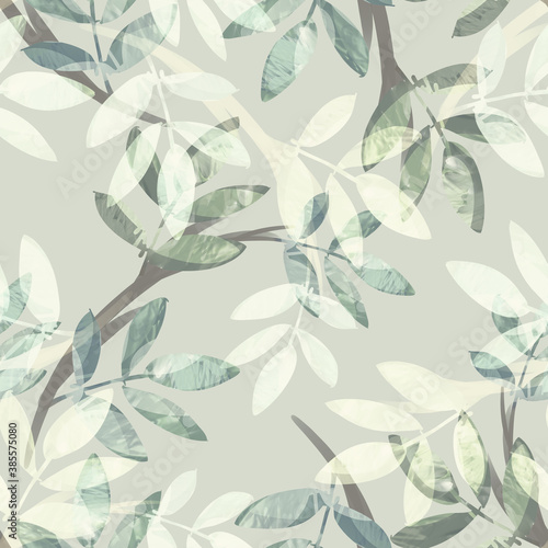 Leaves Seamless Pattern. Watercolor Illustration.