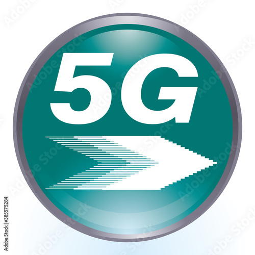 光沢感立体感のある5Gロゴ　大容量ビッグデータ　カラフルなイラストセット　アイコンラジオボタン