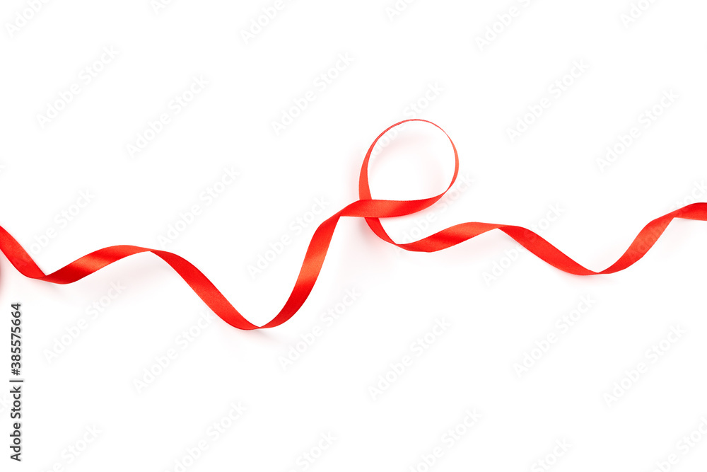 red satin ribbon with curls isolated on white background red satin ribbon with curls isolated on white background