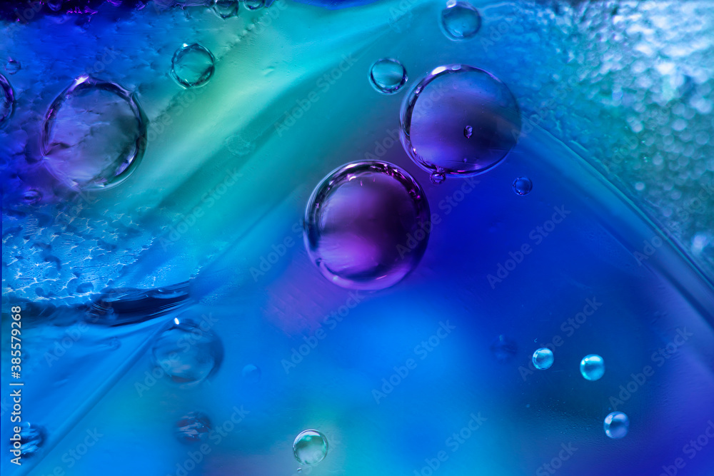 Colored Bubbles in Corner of Glass