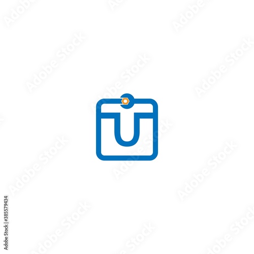 Letter U  logo icon forming a wrench and bolt design