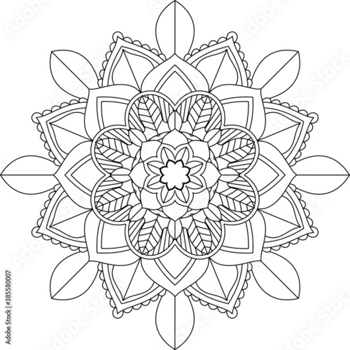 Easy Mandala coloring book simple and basic for beginners, seniors and children. Set of Mehndi flower pattern for Henna drawing and tattoo. Decoration in ethnic oriental, Indian style.