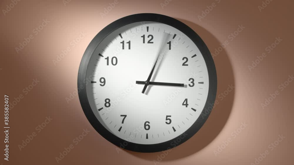 Clock Face in Time Lapse on Cream Beige Wall in Office Clock Face in Time Lapse on Cream Beige Wall in Office