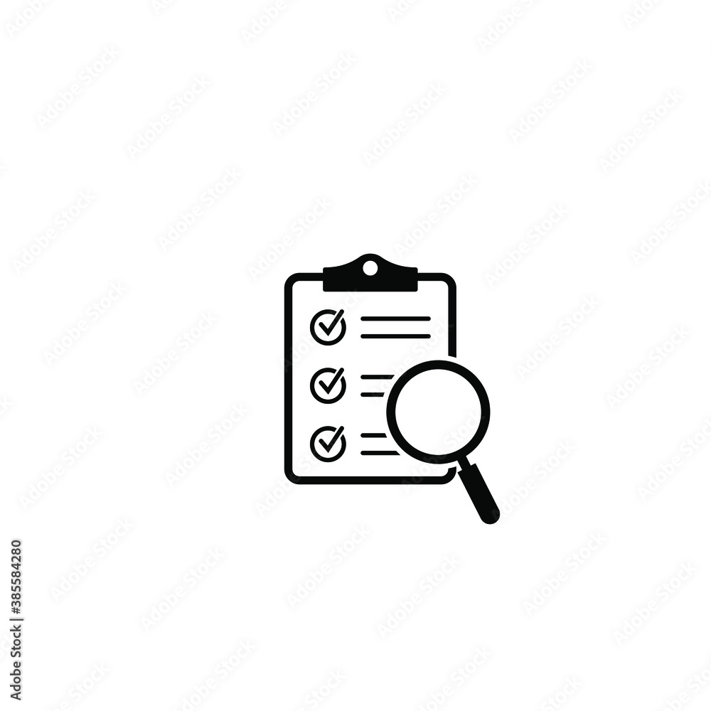 Magnifier assessment checklist icon, isolated vector Magnifier assessment checklist icon, isolated vector