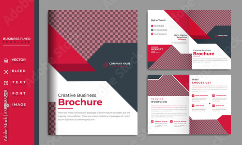 Corporate bi fold business brochure template design.