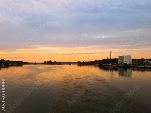 Sunset over the river- Kiel Canal-Germany