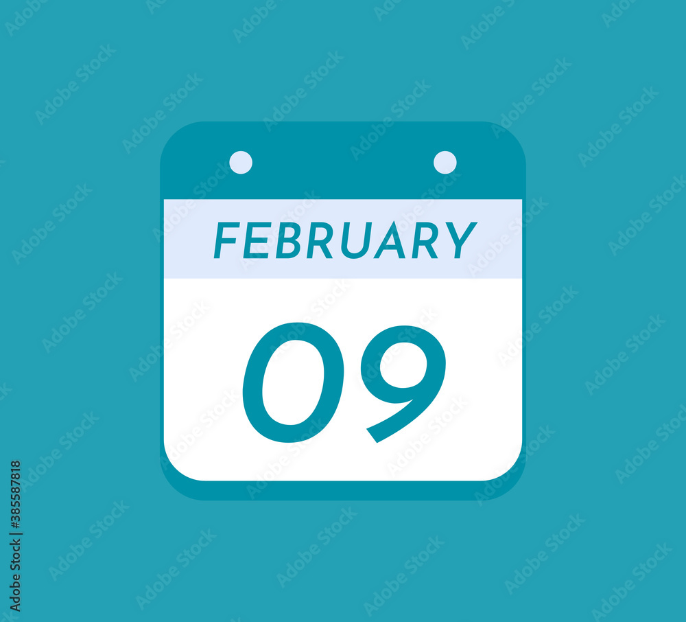 February 09 Single Day Calendar, 09 February February 09 Single Day Calendar, 09 February
