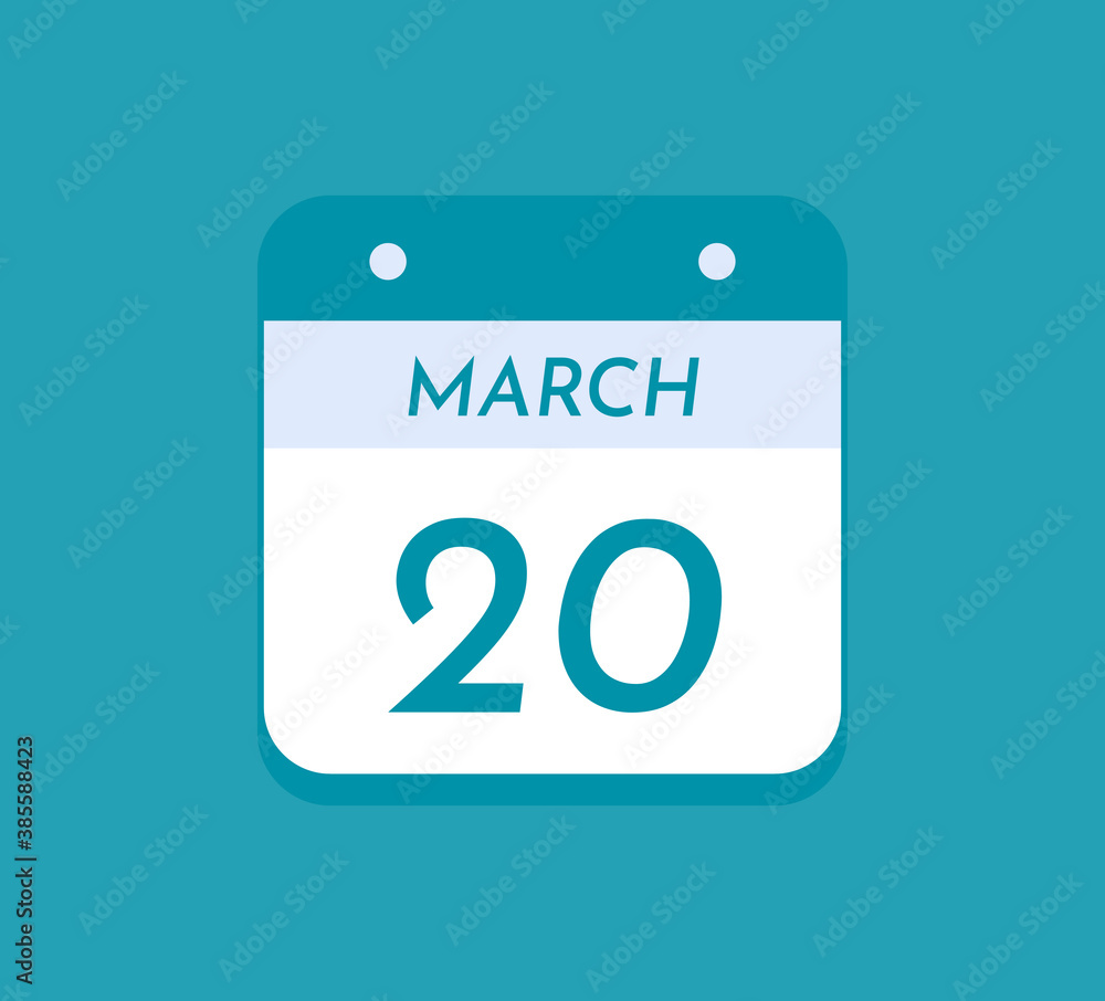 March 20 Single Day Calendar, 20 March March 20 Single Day Calendar, 20 March