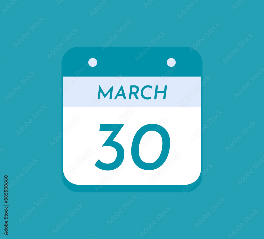 March 30 Single Day Calendar, 30 March March 30 Single Day Calendar, 30 March